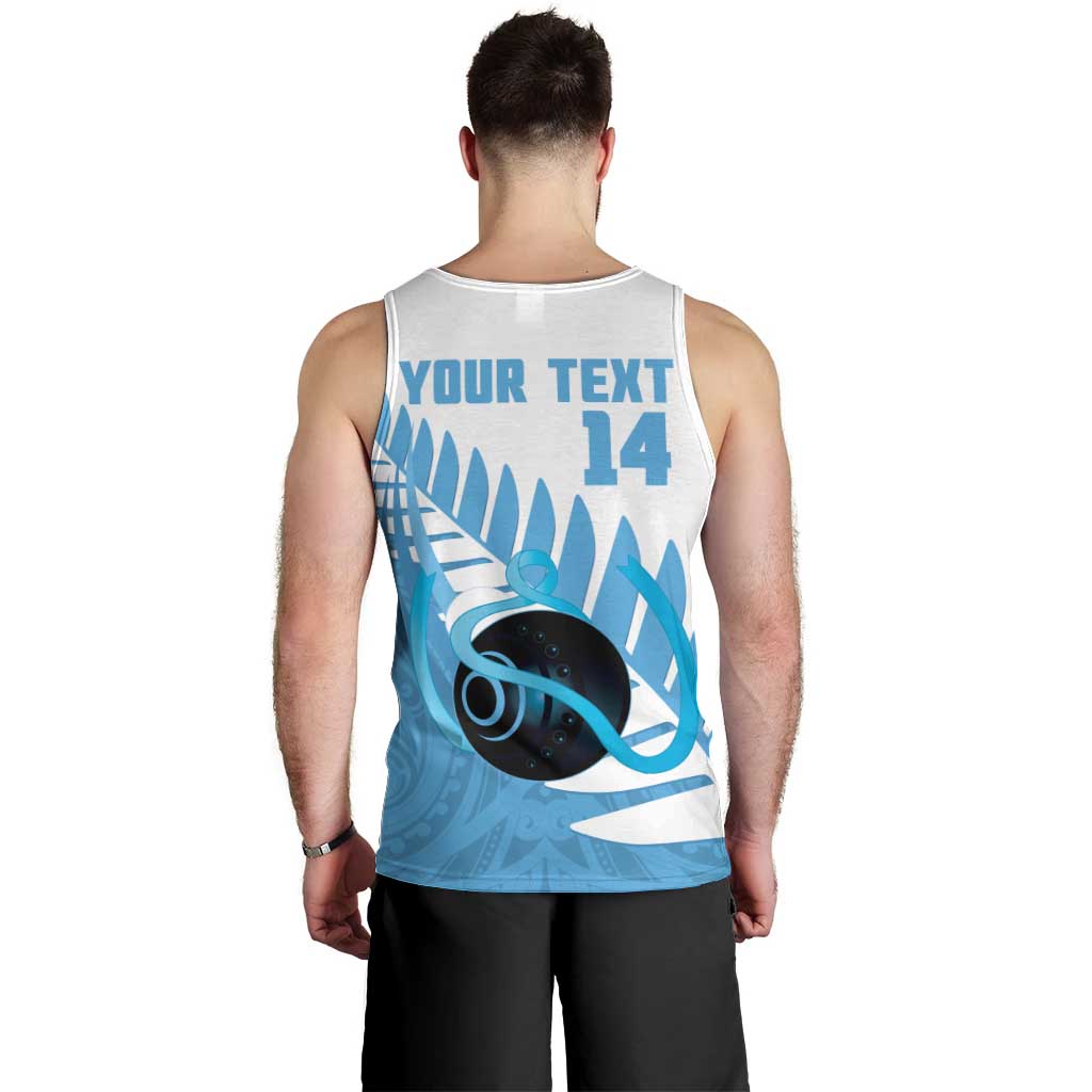 New Zealand Lawn Bowls Prostate Cancer Custom Men Tank Top Aotearoa Maori Silver Fern Blue Ribbon LT14 - Polynesian Pride