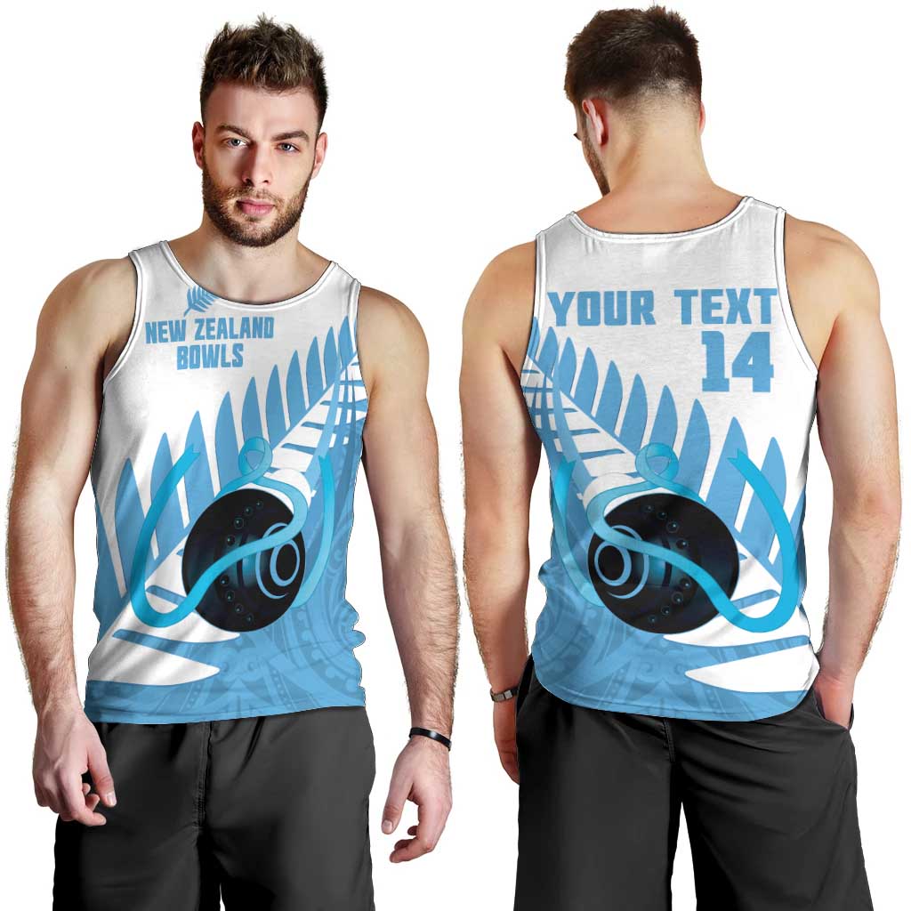 New Zealand Lawn Bowls Prostate Cancer Custom Men Tank Top Aotearoa Maori Silver Fern Blue Ribbon LT14 - Polynesian Pride