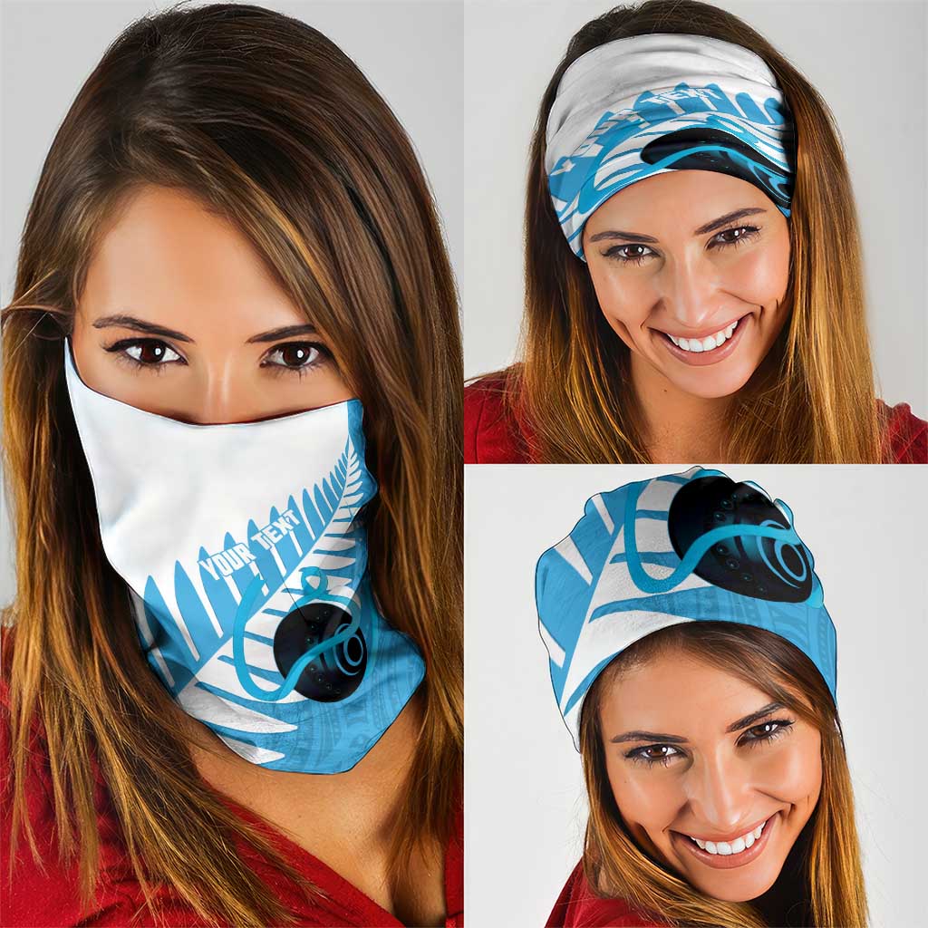 New Zealand Lawn Bowls Prostate Cancer Custom Neck Gaiter Aotearoa Maori Silver Fern Blue Ribbon LT14 - Polynesian Pride