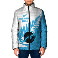 New Zealand Lawn Bowls Prostate Cancer Custom Padded Jacket Aotearoa Maori Silver Fern Blue Ribbon LT14 Men Blue - Polynesian Pride