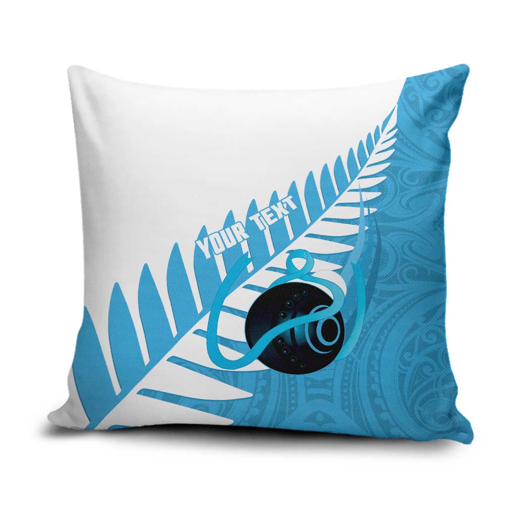 New Zealand Lawn Bowls Prostate Cancer Custom Pillow Cover Aotearoa Maori Silver Fern Blue Ribbon LT14 Blue - Polynesian Pride