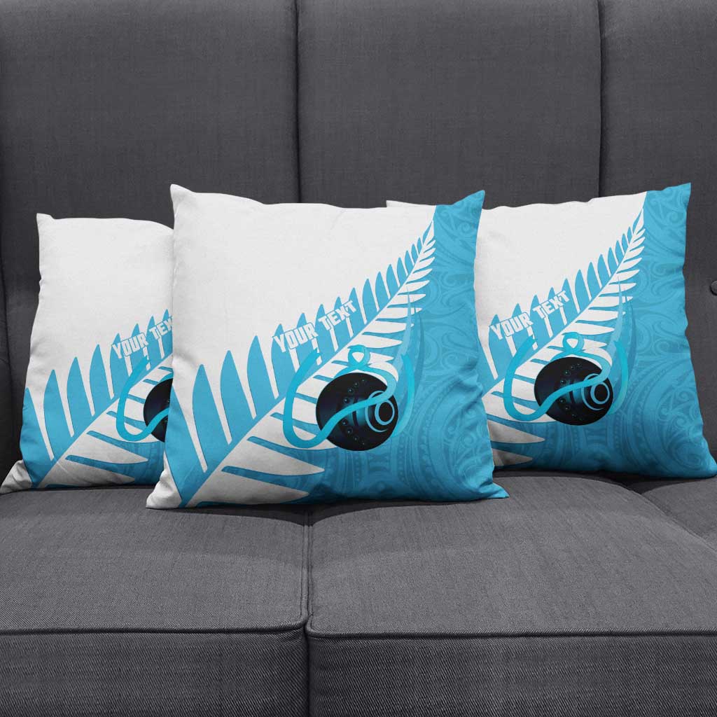 New Zealand Lawn Bowls Prostate Cancer Custom Pillow Cover Aotearoa Maori Silver Fern Blue Ribbon LT14 - Polynesian Pride