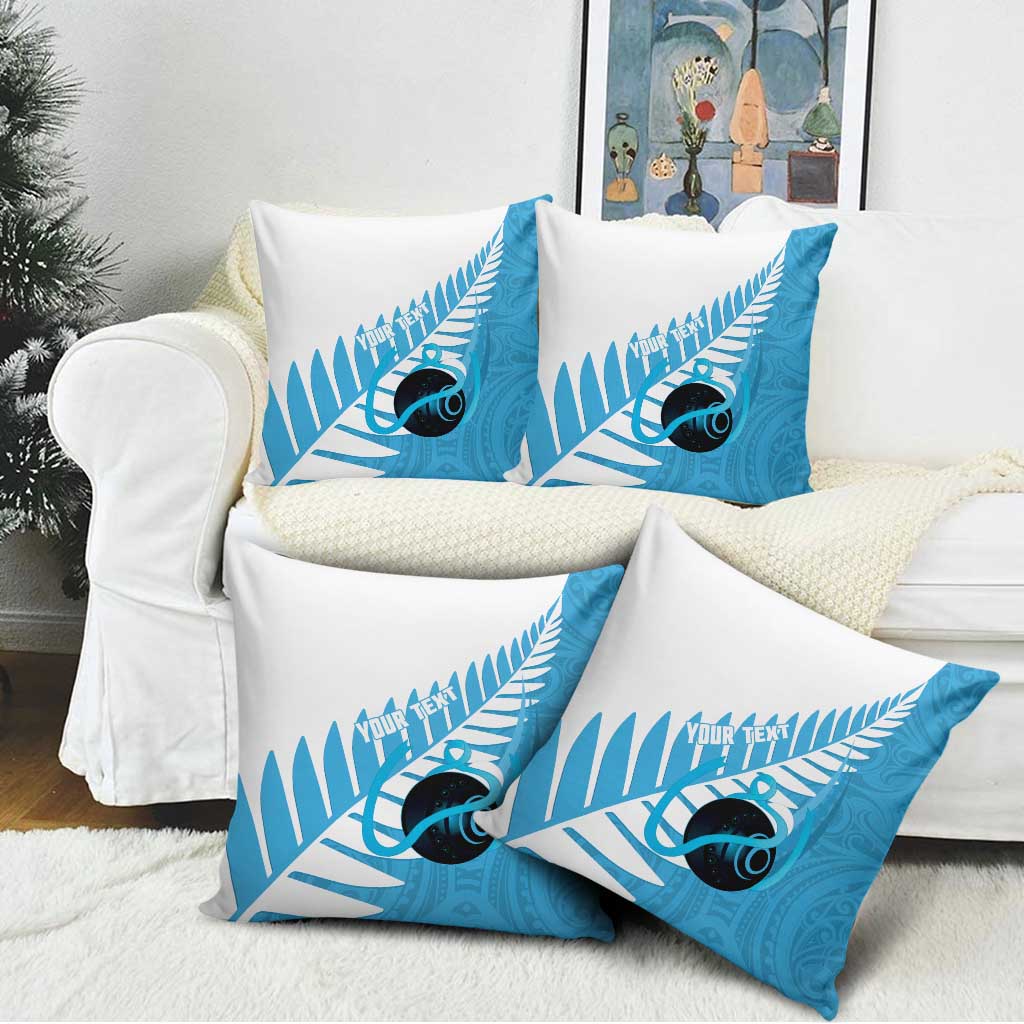 New Zealand Lawn Bowls Prostate Cancer Custom Pillow Cover Aotearoa Maori Silver Fern Blue Ribbon LT14 - Polynesian Pride