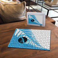 New Zealand Lawn Bowls Prostate Cancer Custom Puzzle Aotearoa Maori Silver Fern Blue Ribbon LT14 - Polynesian Pride