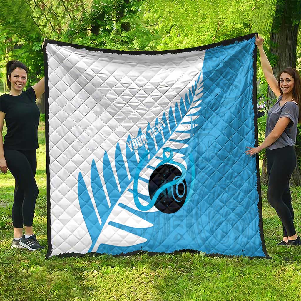 New Zealand Lawn Bowls Prostate Cancer Custom Quilt Aotearoa Maori Silver Fern Blue Ribbon LT14 - Polynesian Pride