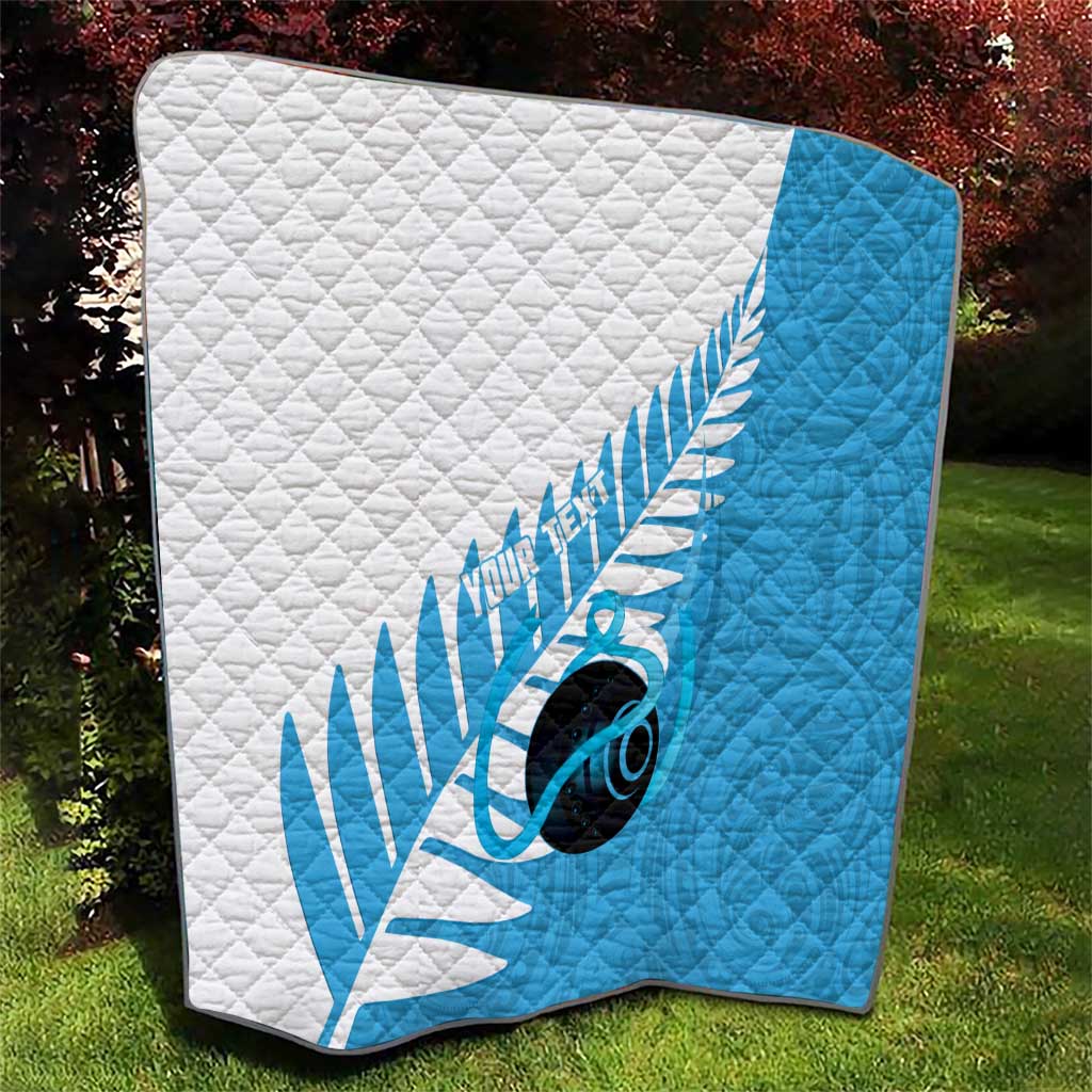 New Zealand Lawn Bowls Prostate Cancer Custom Quilt Aotearoa Maori Silver Fern Blue Ribbon LT14 - Polynesian Pride