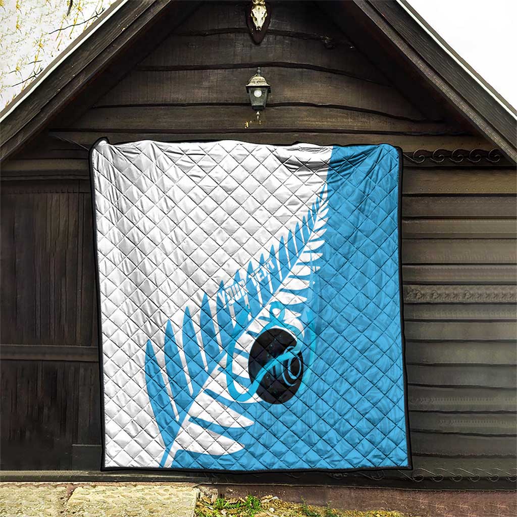 New Zealand Lawn Bowls Prostate Cancer Custom Quilt Aotearoa Maori Silver Fern Blue Ribbon LT14 - Polynesian Pride