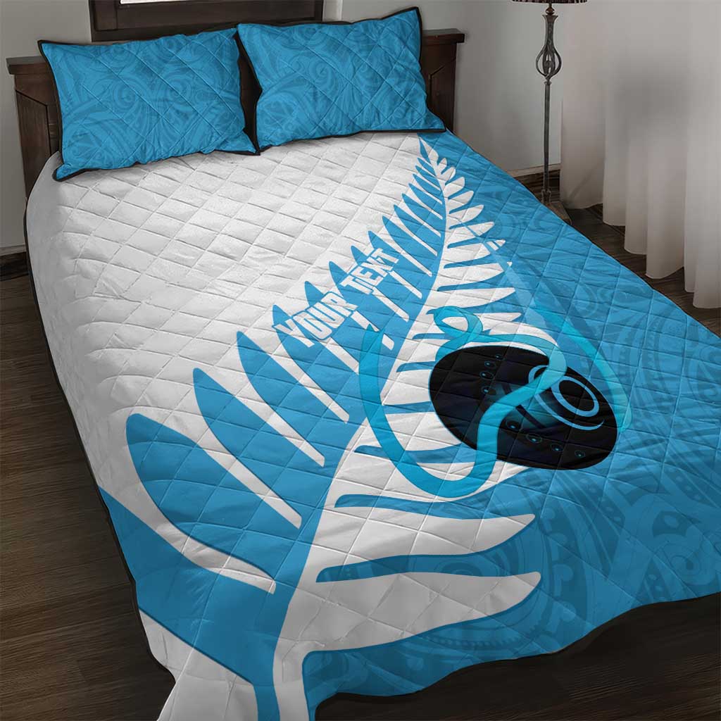 New Zealand Lawn Bowls Prostate Cancer Custom Quilt Bed Set Aotearoa Maori Silver Fern Blue Ribbon LT14 Blue - Polynesian Pride