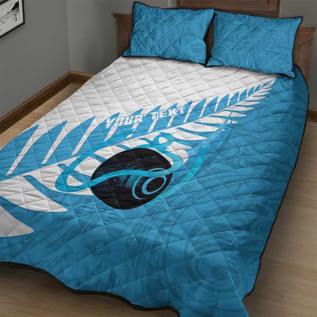 New Zealand Lawn Bowls Prostate Cancer Custom Quilt Bed Set Aotearoa Maori Silver Fern Blue Ribbon LT14 - Polynesian Pride