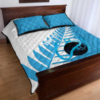 New Zealand Lawn Bowls Prostate Cancer Custom Quilt Bed Set Aotearoa Maori Silver Fern Blue Ribbon LT14 - Polynesian Pride