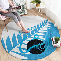 New Zealand Lawn Bowls Prostate Cancer Custom Round Carpet Aotearoa Maori Silver Fern Blue Ribbon LT14 - Polynesian Pride