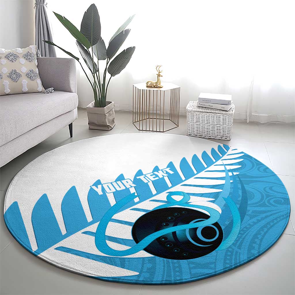 New Zealand Lawn Bowls Prostate Cancer Custom Round Carpet Aotearoa Maori Silver Fern Blue Ribbon LT14 - Polynesian Pride
