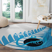 New Zealand Lawn Bowls Prostate Cancer Custom Round Carpet Aotearoa Maori Silver Fern Blue Ribbon LT14 - Polynesian Pride