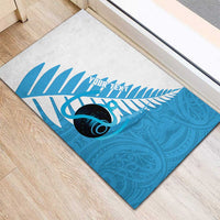 New Zealand Lawn Bowls Prostate Cancer Custom Rubber Doormat Aotearoa Maori Silver Fern Blue Ribbon LT14 - Polynesian Pride