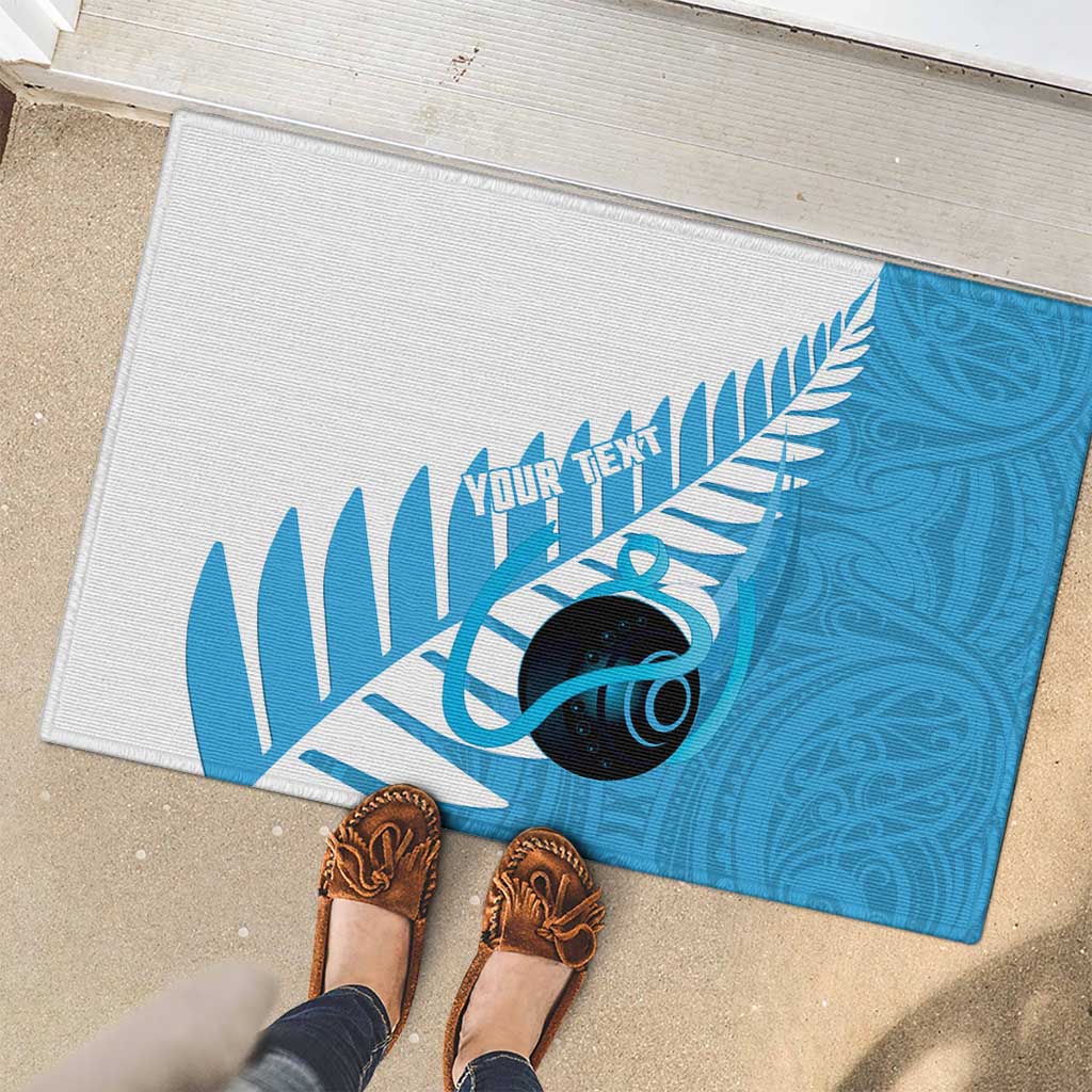 New Zealand Lawn Bowls Prostate Cancer Custom Rubber Doormat Aotearoa Maori Silver Fern Blue Ribbon LT14 - Polynesian Pride