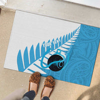New Zealand Lawn Bowls Prostate Cancer Custom Rubber Doormat Aotearoa Maori Silver Fern Blue Ribbon LT14 - Polynesian Pride
