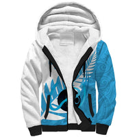 New Zealand Lawn Bowls Prostate Cancer Custom Sherpa Hoodie Aotearoa Maori Silver Fern Blue Ribbon LT14 Unisex Blue - Polynesian Pride