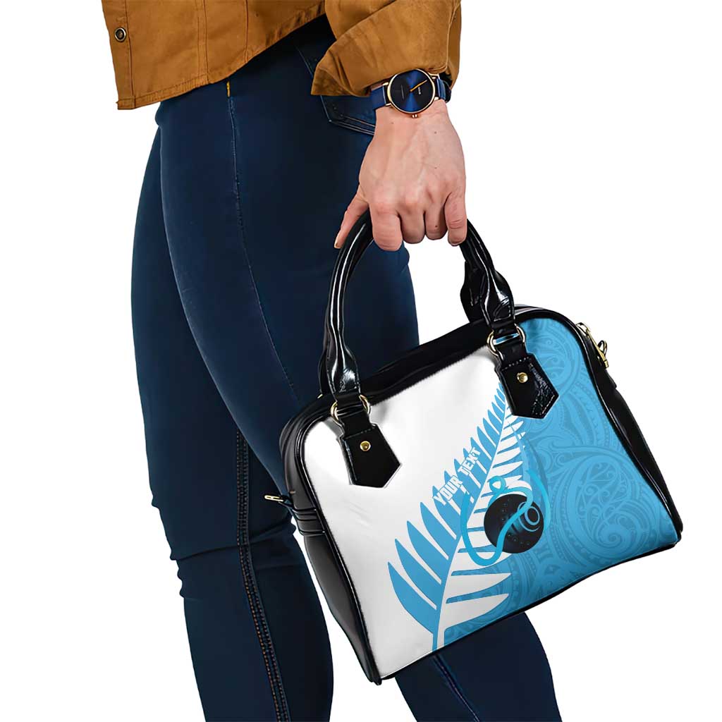 New Zealand Lawn Bowls Prostate Cancer Custom Shoulder Handbag Aotearoa Maori Silver Fern Blue Ribbon LT14 - Polynesian Pride