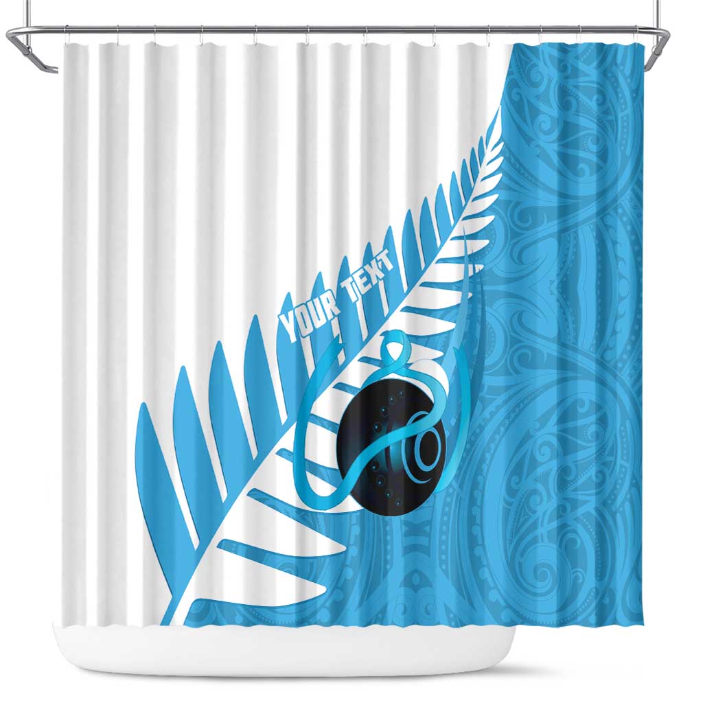 New Zealand Lawn Bowls Prostate Cancer Custom Shower Curtain Aotearoa Maori Silver Fern Blue Ribbon LT14 Blue - Polynesian Pride