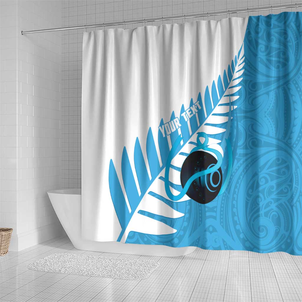 New Zealand Lawn Bowls Prostate Cancer Custom Shower Curtain Aotearoa Maori Silver Fern Blue Ribbon LT14 - Polynesian Pride