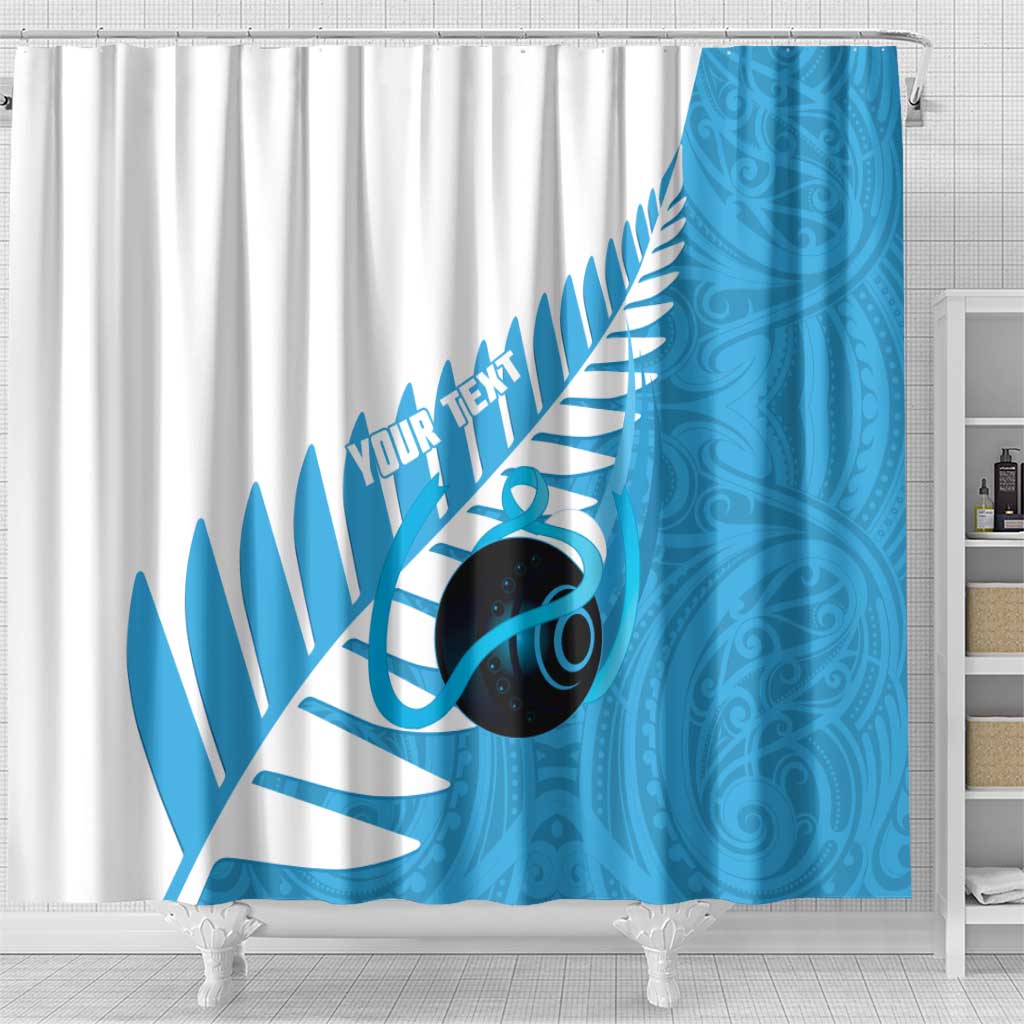 New Zealand Lawn Bowls Prostate Cancer Custom Shower Curtain Aotearoa Maori Silver Fern Blue Ribbon LT14 - Polynesian Pride