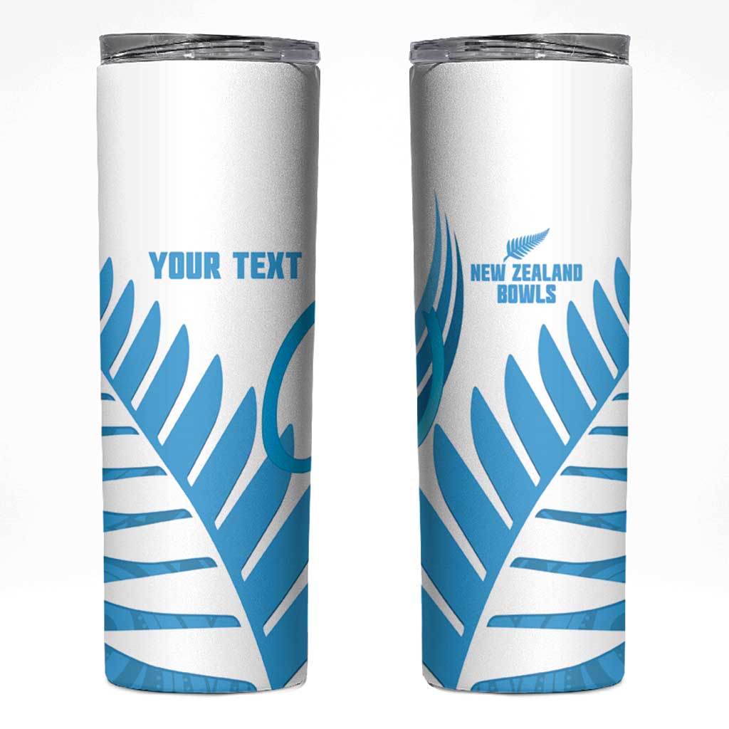 New Zealand Lawn Bowls Prostate Cancer Custom Skinny Tumbler Aotearoa Maori Silver Fern Blue Ribbon LT14 Blue - Polynesian Pride