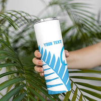 New Zealand Lawn Bowls Prostate Cancer Custom Skinny Tumbler Aotearoa Maori Silver Fern Blue Ribbon LT14 - Polynesian Pride