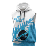 New Zealand Lawn Bowls Prostate Cancer Custom Sleeveless Hoodie Aotearoa Maori Silver Fern Blue Ribbon LT14 Blue - Polynesian Pride