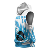 New Zealand Lawn Bowls Prostate Cancer Custom Sleeveless Hoodie Aotearoa Maori Silver Fern Blue Ribbon LT14 - Polynesian Pride