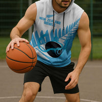 New Zealand Lawn Bowls Prostate Cancer Custom Sleeveless Hoodie Aotearoa Maori Silver Fern Blue Ribbon LT14 - Polynesian Pride