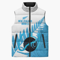 New Zealand Lawn Bowls Prostate Cancer Custom Sleeveless Puffer Jacket Aotearoa Maori Silver Fern Blue Ribbon LT14 Unisex Blue - Polynesian Pride