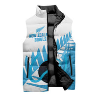 New Zealand Lawn Bowls Prostate Cancer Custom Sleeveless Puffer Jacket Aotearoa Maori Silver Fern Blue Ribbon LT14 - Polynesian Pride