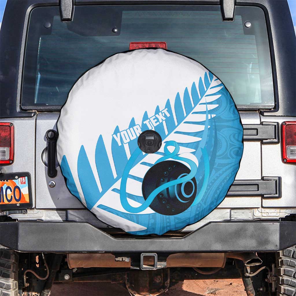 New Zealand Lawn Bowls Prostate Cancer Custom Spare Tire Cover Aotearoa Maori Silver Fern Blue Ribbon LT14 Blue - Polynesian Pride