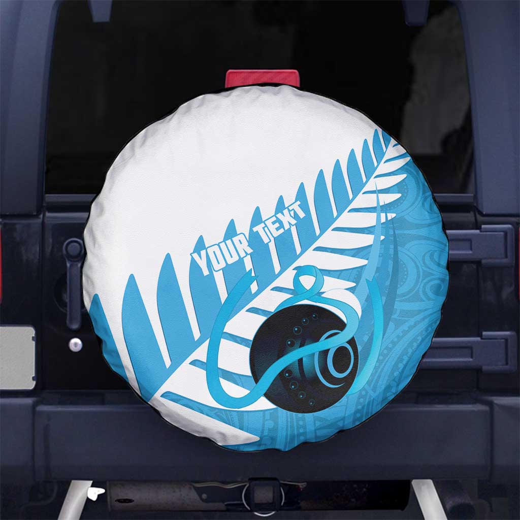 New Zealand Lawn Bowls Prostate Cancer Custom Spare Tire Cover Aotearoa Maori Silver Fern Blue Ribbon LT14 No hole Blue - Polynesian Pride