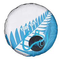 New Zealand Lawn Bowls Prostate Cancer Custom Spare Tire Cover Aotearoa Maori Silver Fern Blue Ribbon LT14 - Polynesian Pride