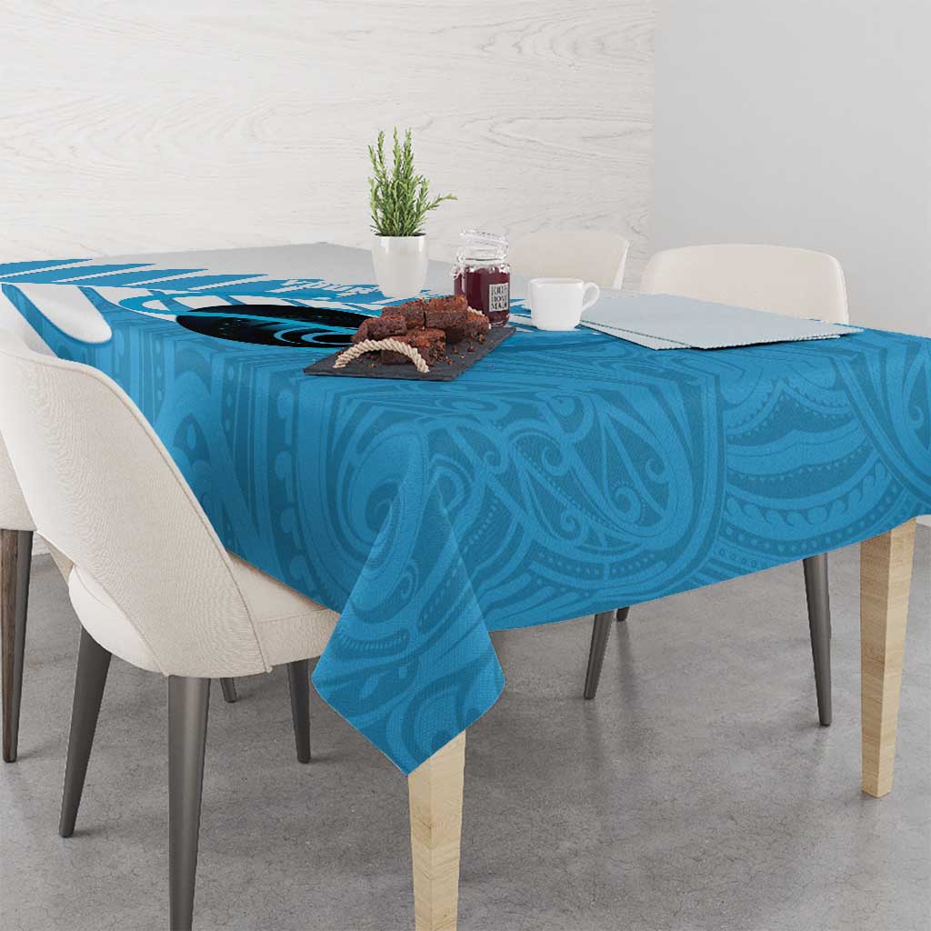New Zealand Lawn Bowls Prostate Cancer Custom Tablecloth Aotearoa Maori Silver Fern Blue Ribbon LT14 - Polynesian Pride