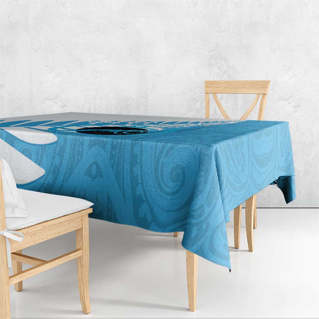 New Zealand Lawn Bowls Prostate Cancer Custom Tablecloth Aotearoa Maori Silver Fern Blue Ribbon LT14 - Polynesian Pride