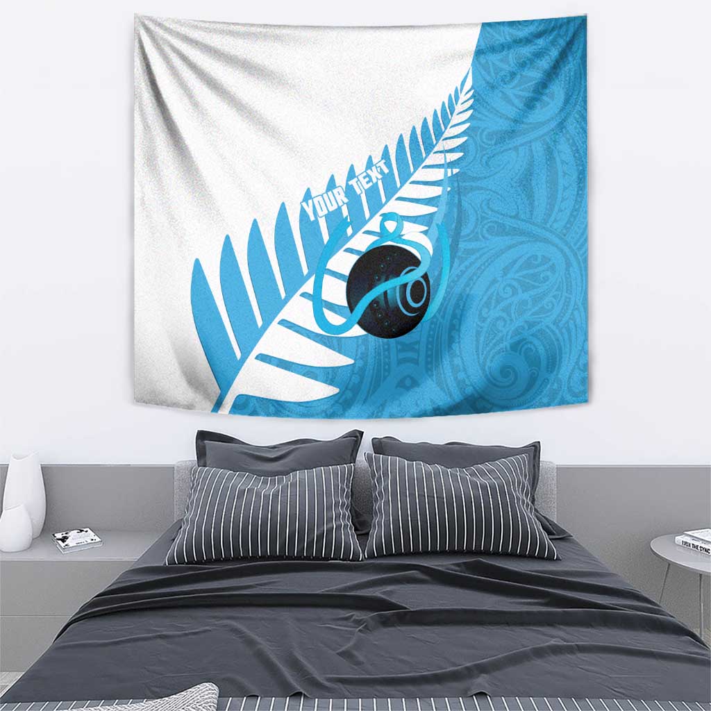 New Zealand Lawn Bowls Prostate Cancer Custom Tapestry Aotearoa Maori Silver Fern Blue Ribbon LT14 - Polynesian Pride
