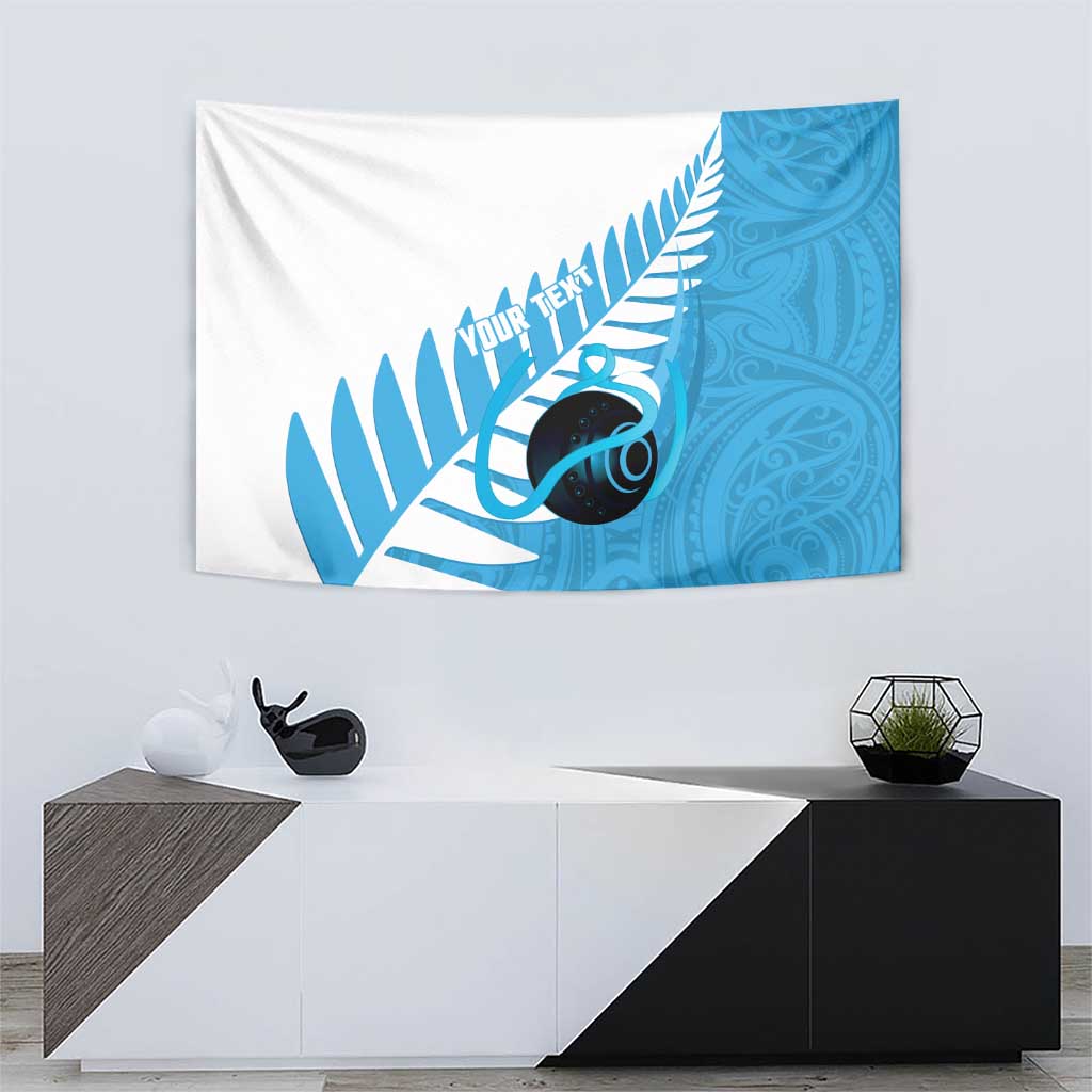 New Zealand Lawn Bowls Prostate Cancer Custom Tapestry Aotearoa Maori Silver Fern Blue Ribbon LT14 - Polynesian Pride