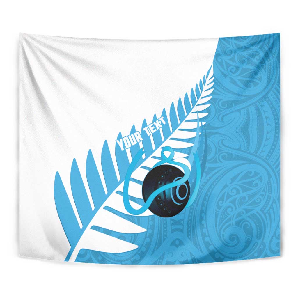New Zealand Lawn Bowls Prostate Cancer Custom Tapestry Aotearoa Maori Silver Fern Blue Ribbon LT14 - Polynesian Pride