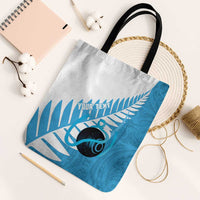New Zealand Lawn Bowls Prostate Cancer Custom Tote Bag Aotearoa Maori Silver Fern Blue Ribbon LT14 Black Strap One Size Blue - Polynesian Pride