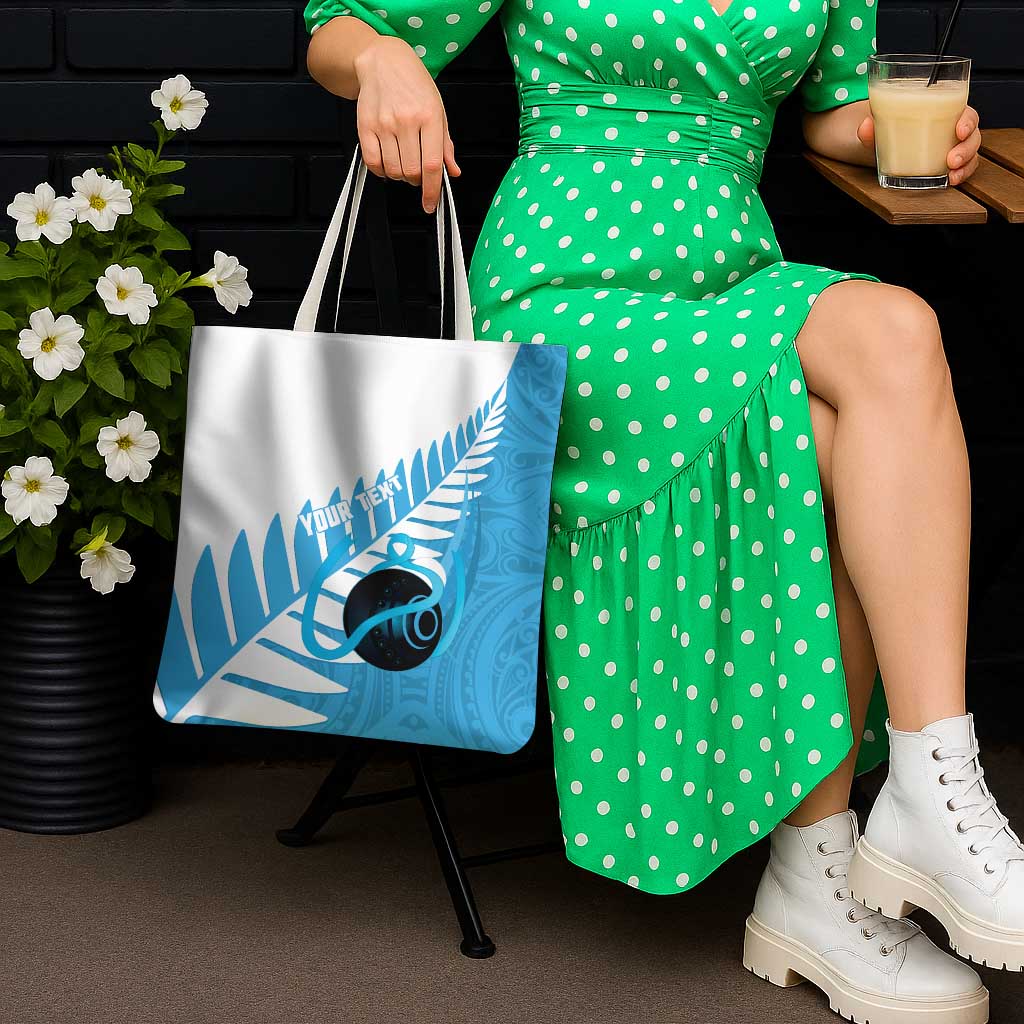 New Zealand Lawn Bowls Prostate Cancer Custom Tote Bag Aotearoa Maori Silver Fern Blue Ribbon LT14 - Polynesian Pride