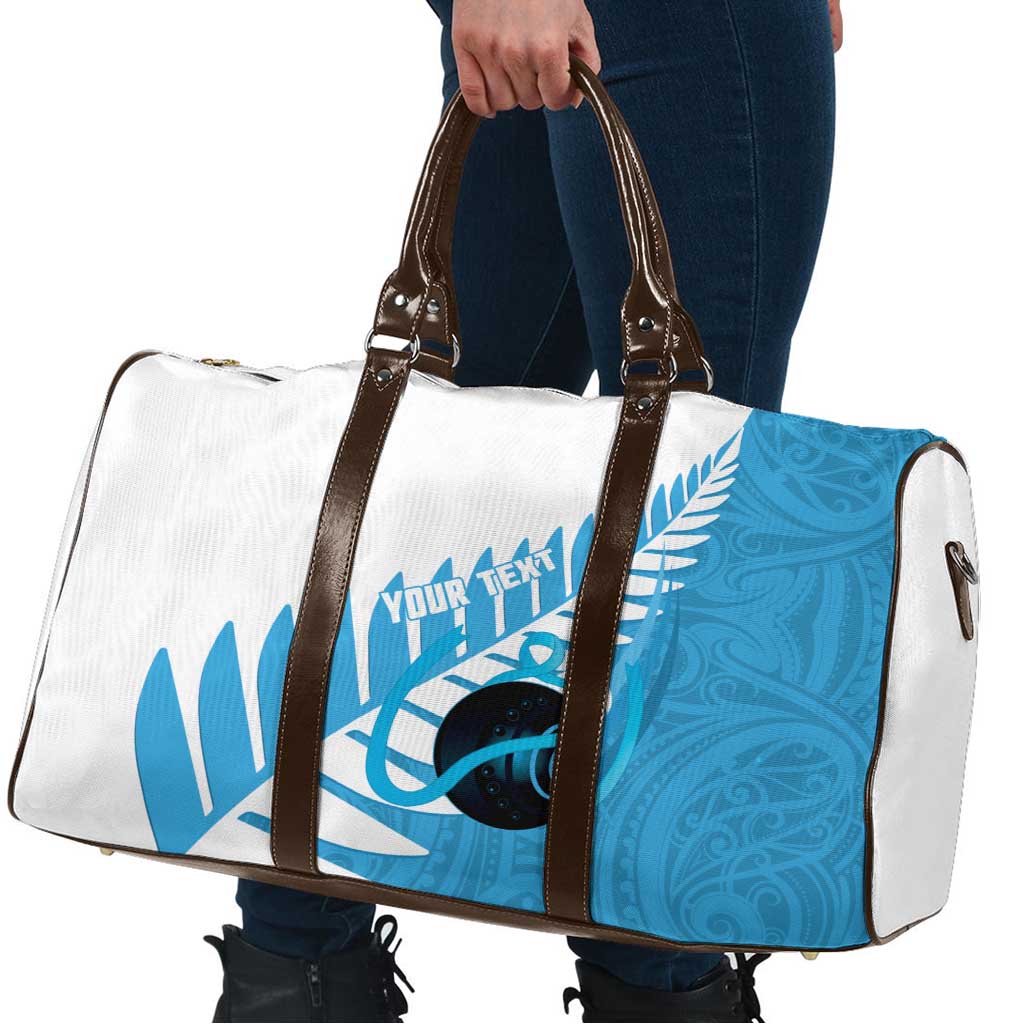 New Zealand Lawn Bowls Prostate Cancer Custom Travel Bag Aotearoa Maori Silver Fern Blue Ribbon LT14 - Polynesian Pride