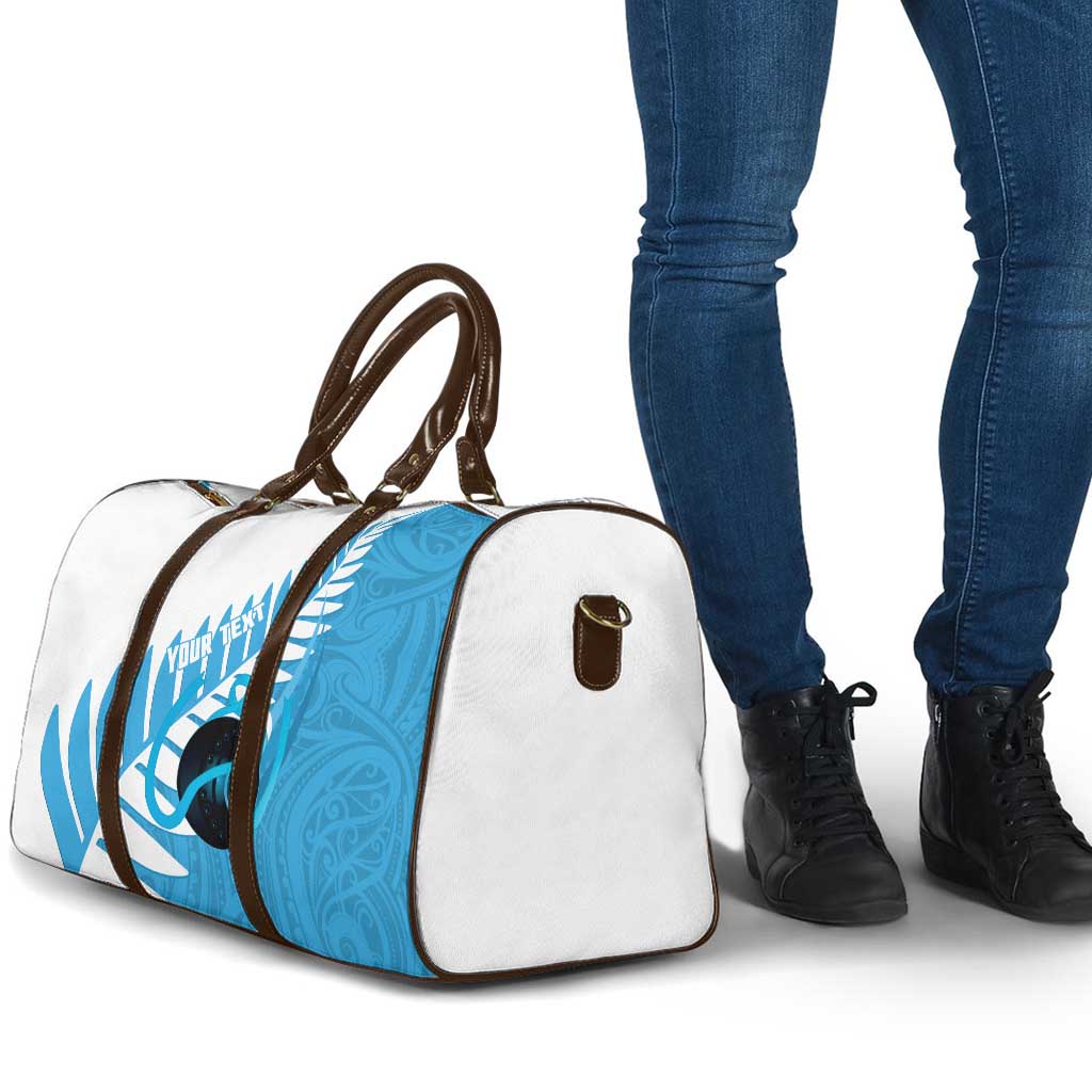 New Zealand Lawn Bowls Prostate Cancer Custom Travel Bag Aotearoa Maori Silver Fern Blue Ribbon LT14 - Polynesian Pride