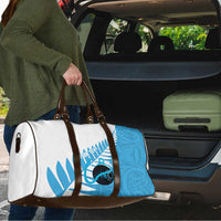 New Zealand Lawn Bowls Prostate Cancer Custom Travel Bag Aotearoa Maori Silver Fern Blue Ribbon LT14 - Polynesian Pride