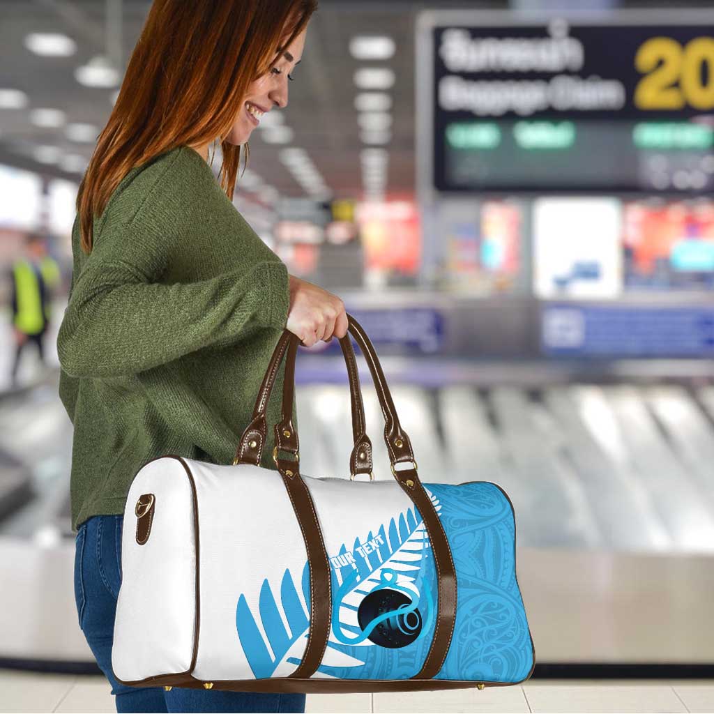 New Zealand Lawn Bowls Prostate Cancer Custom Travel Bag Aotearoa Maori Silver Fern Blue Ribbon LT14 - Polynesian Pride