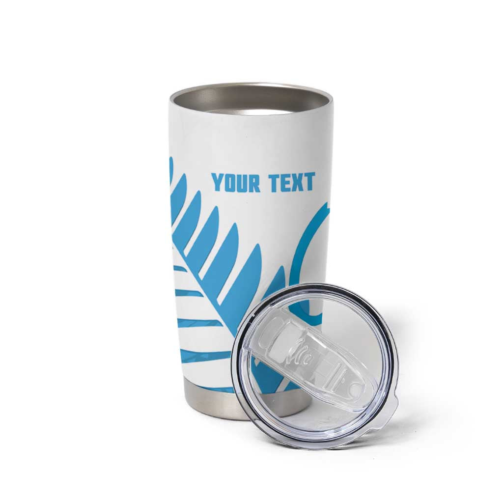 New Zealand Lawn Bowls Prostate Cancer Custom Tumbler Cup Aotearoa Maori Silver Fern Blue Ribbon LT14 - Polynesian Pride
