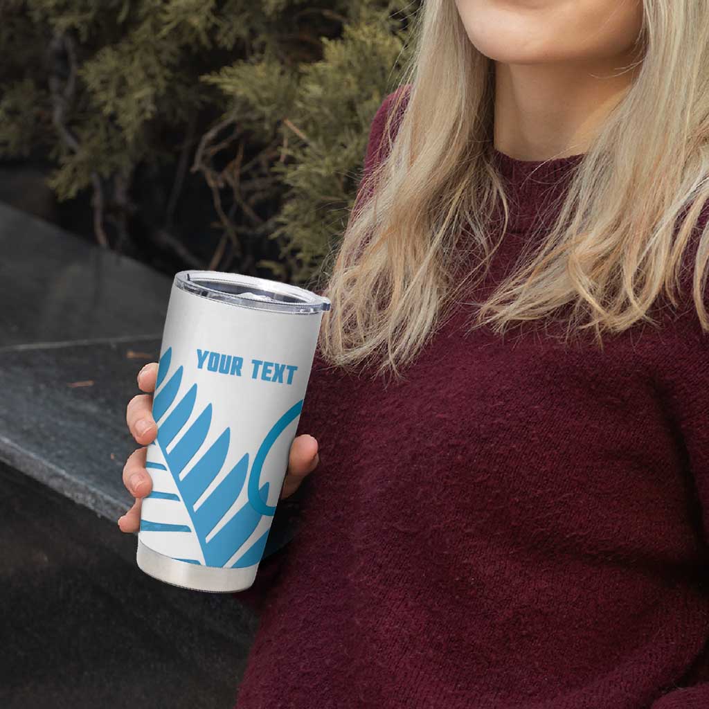 New Zealand Lawn Bowls Prostate Cancer Custom Tumbler Cup Aotearoa Maori Silver Fern Blue Ribbon LT14 - Polynesian Pride