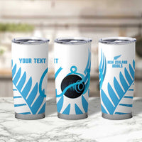 New Zealand Lawn Bowls Prostate Cancer Custom Tumbler Cup Aotearoa Maori Silver Fern Blue Ribbon LT14 - Polynesian Pride