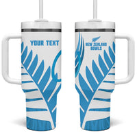 New Zealand Lawn Bowls Prostate Cancer Custom Tumbler With Handle Aotearoa Maori Silver Fern Blue Ribbon LT14 One Size: 40 oz Blue - Polynesian Pride